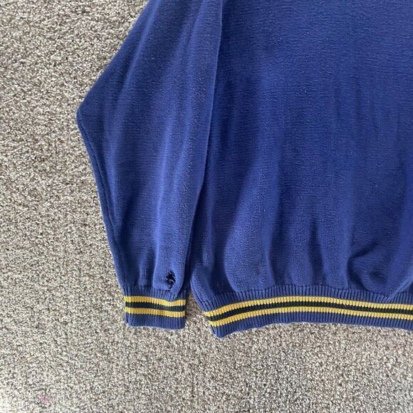 Vintage Izod Sweater Mens Extra Large Blue Yellow Quarter Zip Pullover Cotton - Picture 5 of 11